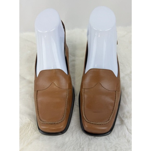Etienne Aigner "Ellie" All Leather Slingback 3" Heel in Brown Size 7.5M - Picture 1 of 11